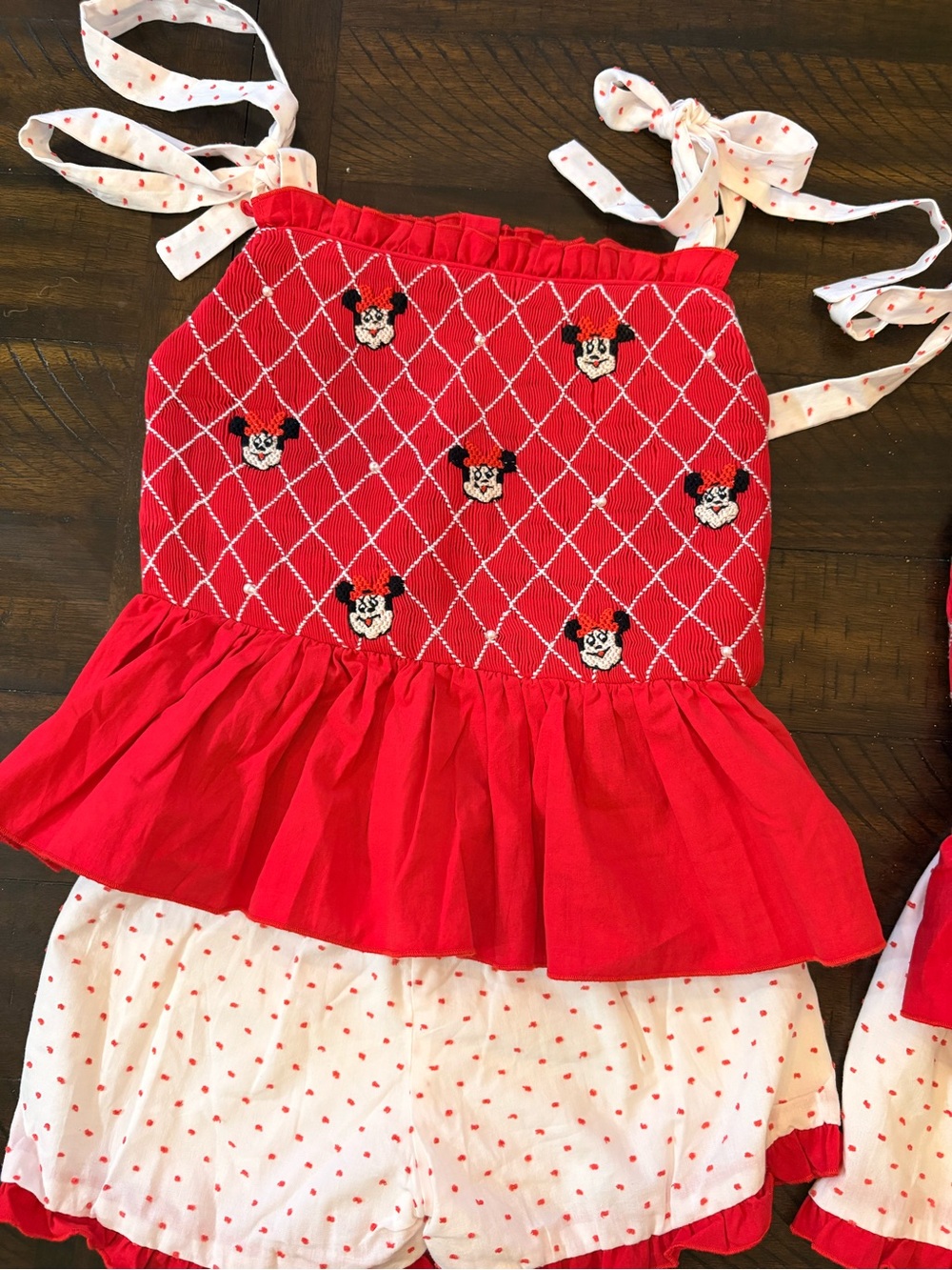 Red & White Girls' Shorts Set